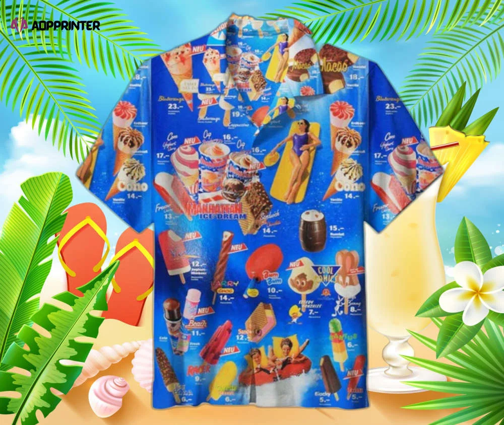 Ice Cream 2 Hawaiian Shirt, Men's 3d Hawaiian Shirt For The Summer Beach Vibes HW0601