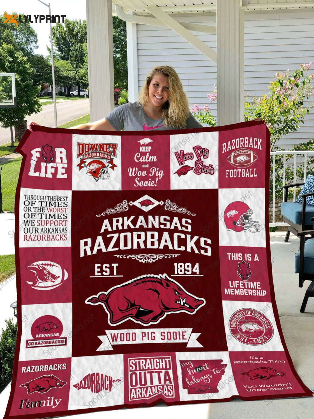 Arkansas Razorbacks Quilt Blanket For Fans Home Decor Gift , Soft Quilt, King Size, All Season Cozy Quilt QB0901