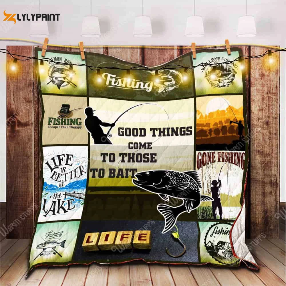 Fishing 3D Customized Quilt Blanket For Fans Home Decor Gift ,  Soft Quilt, King Size, All Season Cozy Quilt QB0901