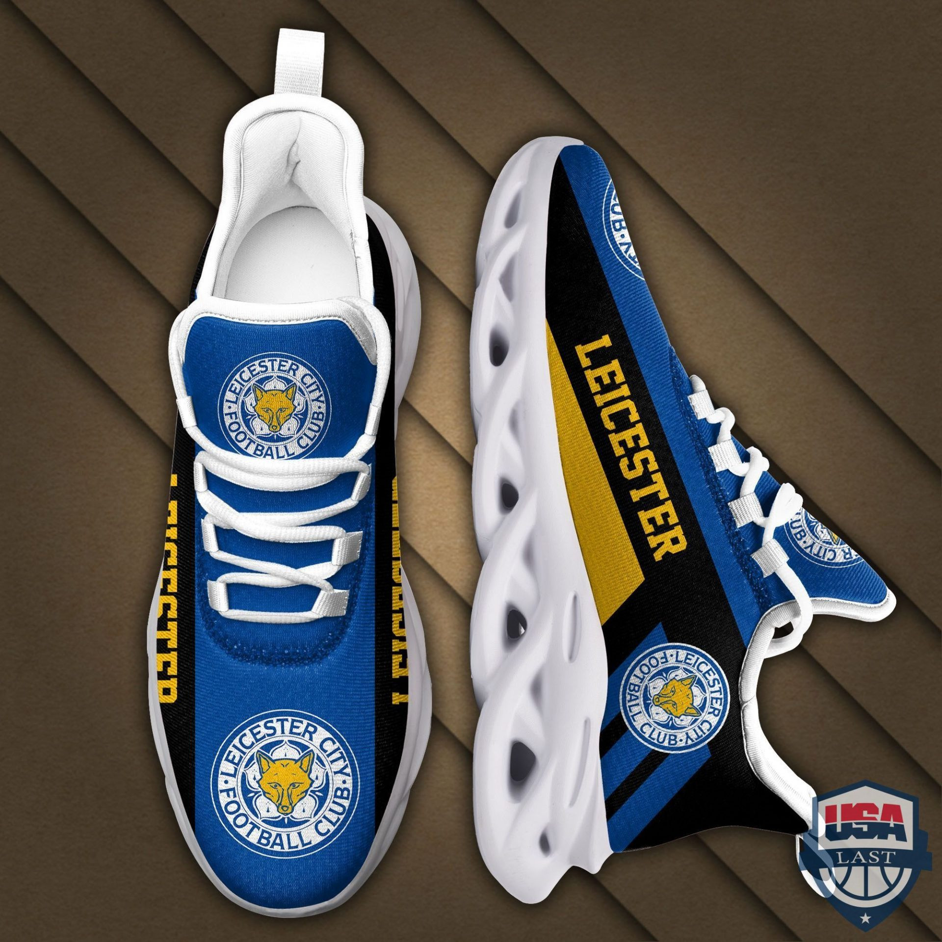 Leicester City FC Blue Black Yellow Max Soul Shoes Custom for Men Women MS0601