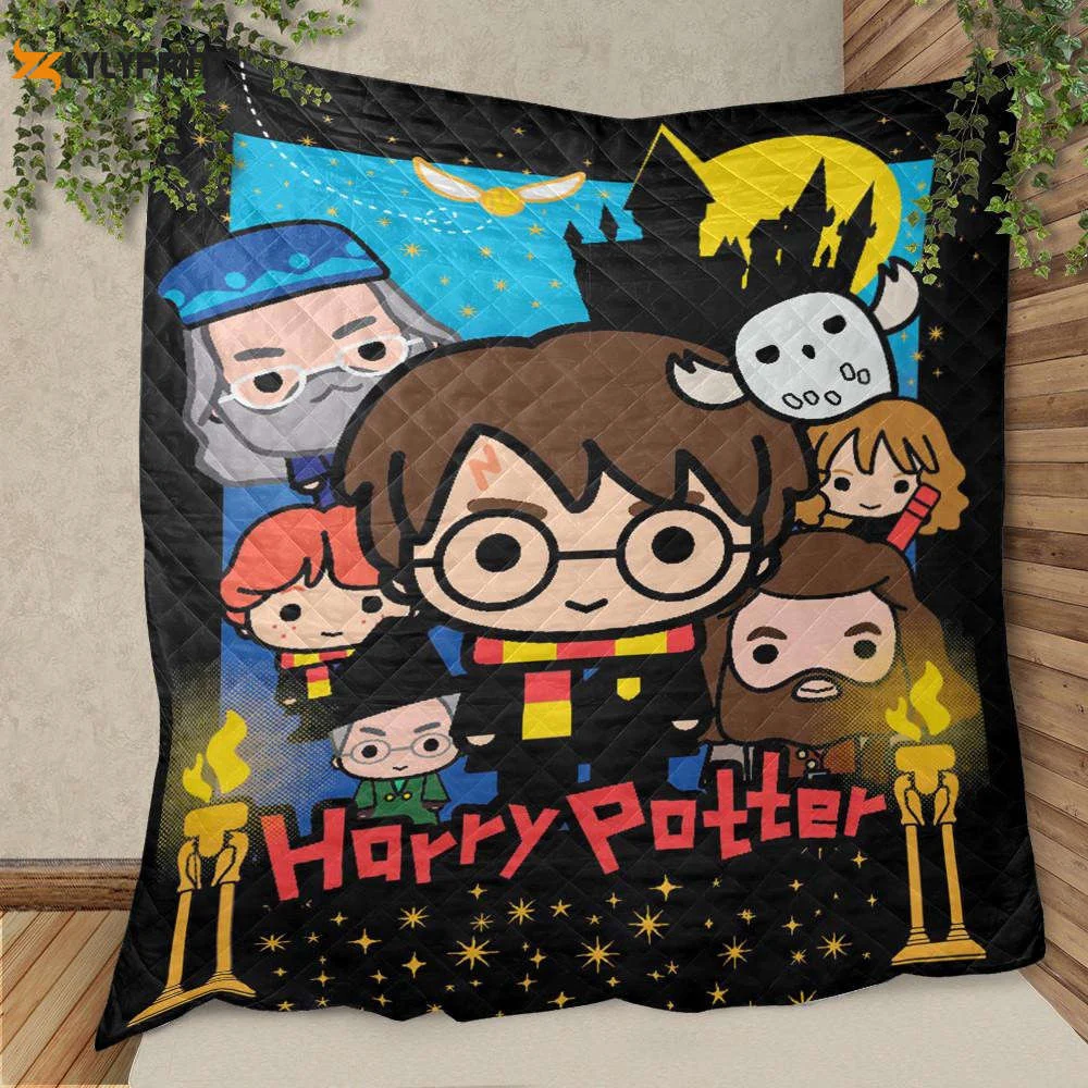 Harry Potter Fan Gift, Harry Potter Chibi Quilt Blanket , Soft Quilt, King Size, All Season Cozy Quilt QB0901