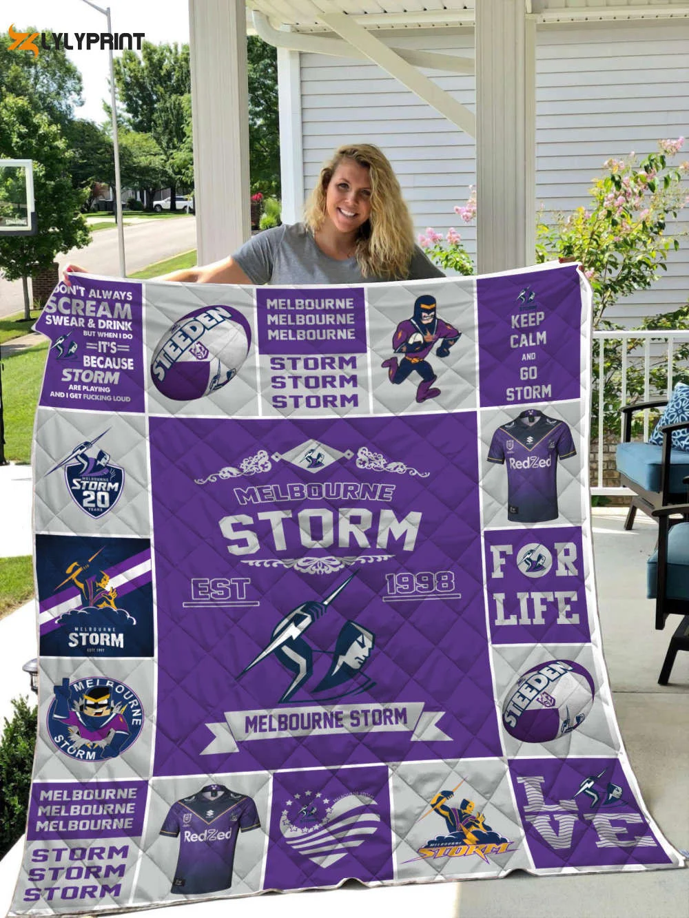 Melbourne Storm 2 Quilt Blanket For Fans Home Decor Gift ,  Soft Quilt, King Size, All Season Cozy Quilt QB0901