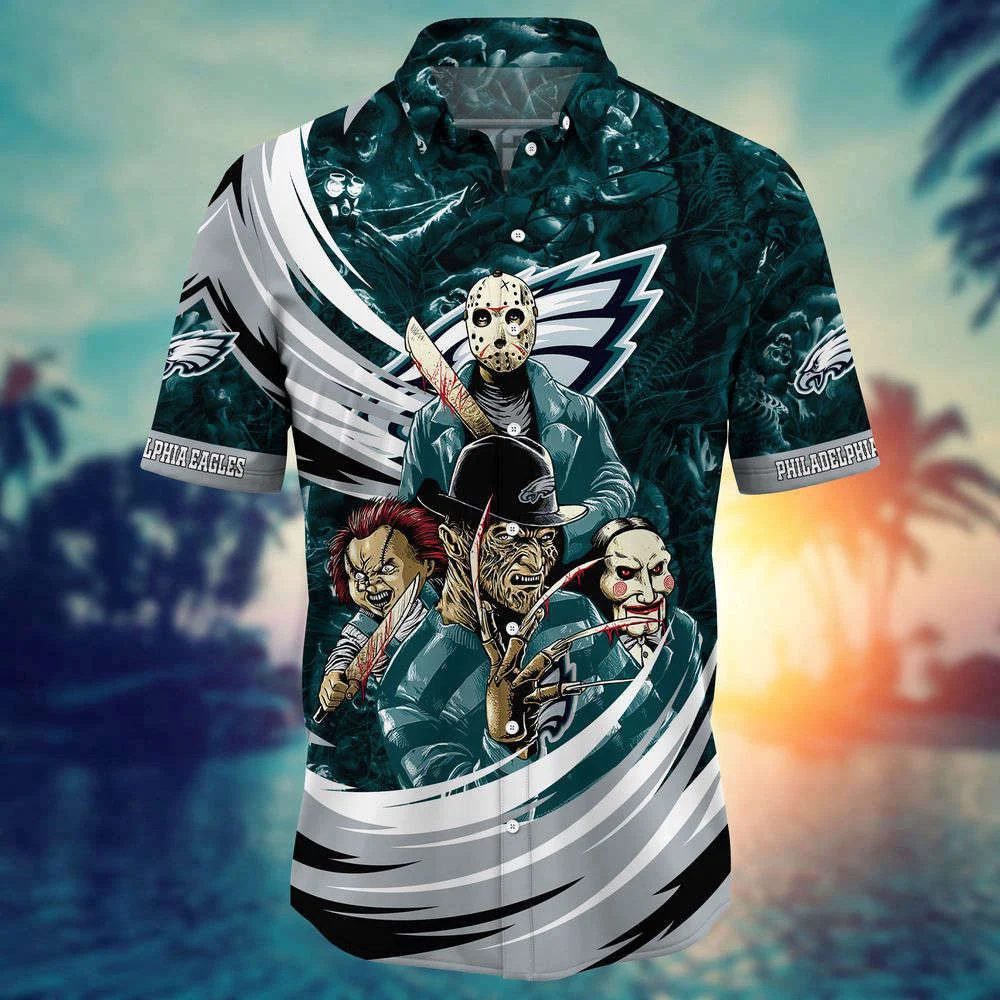 Philadelphia Eagles NFL Halloween Horror Movies Hawaiian Shirts For Men Women HW0601