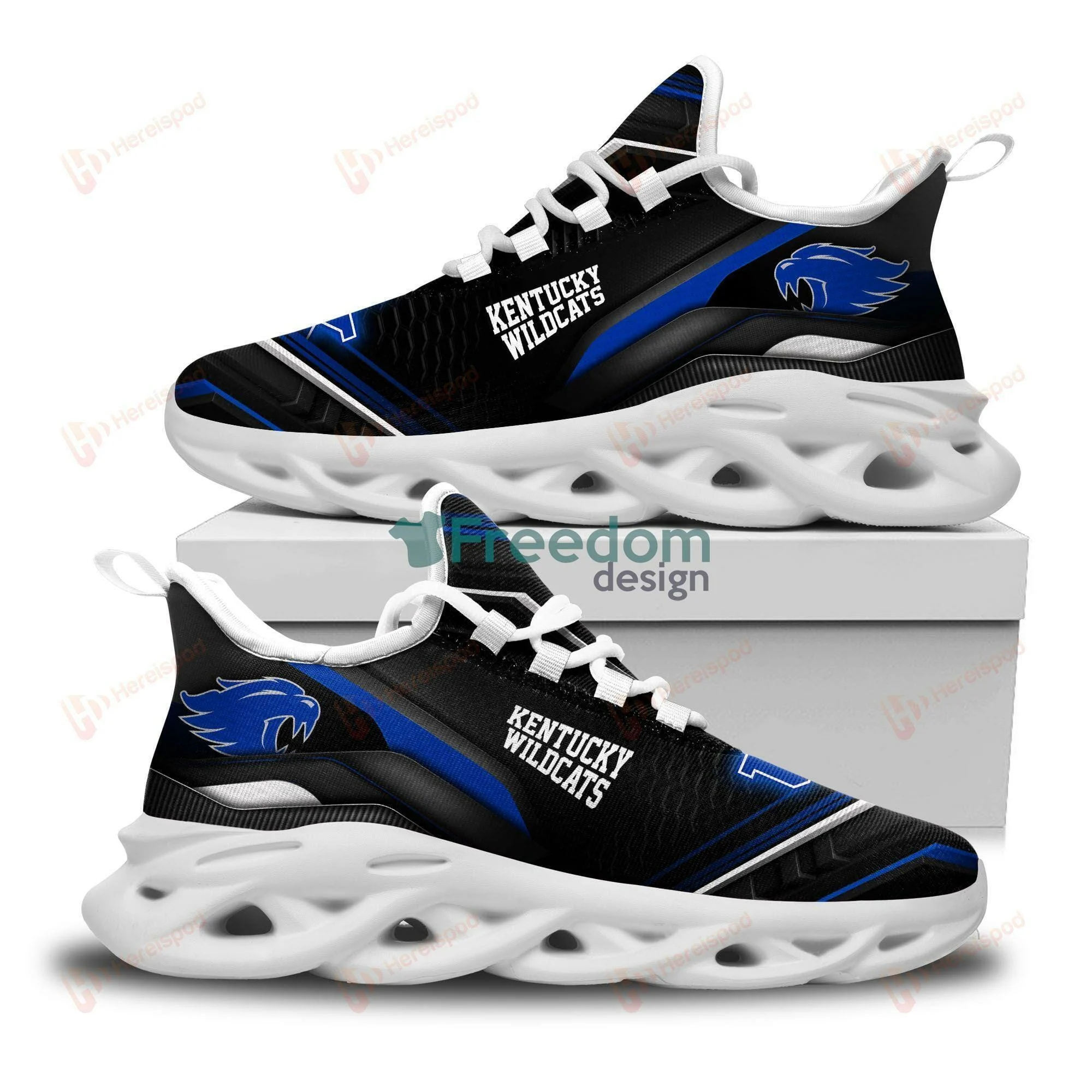 NCAA Kentucky Wildcats Black Blue Max Soul Shoes Sneakers Store MS0601