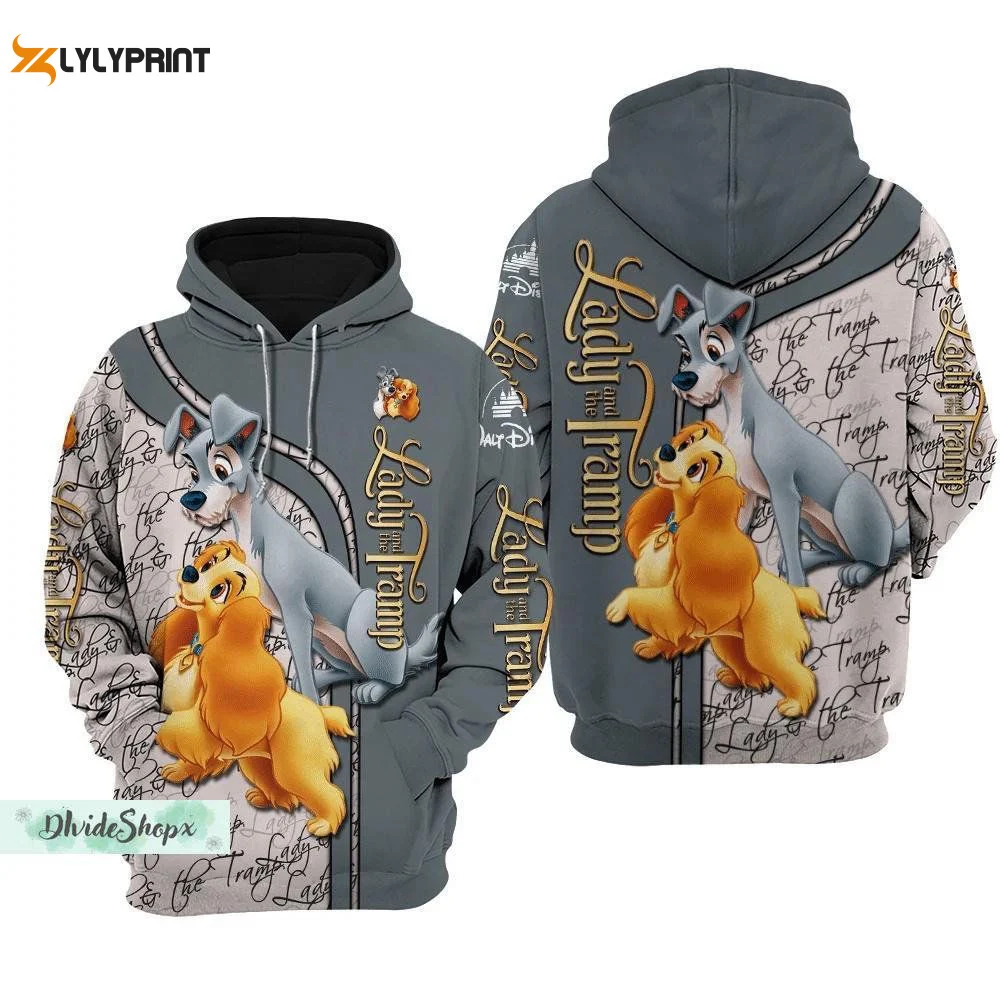 Lady Tramp 3D Hoodies, Lady The Tramp Hoodie, Disney Couple Hoodies, Disney Lady Aesthetic Hoodie, Couple Gifts HZ0501