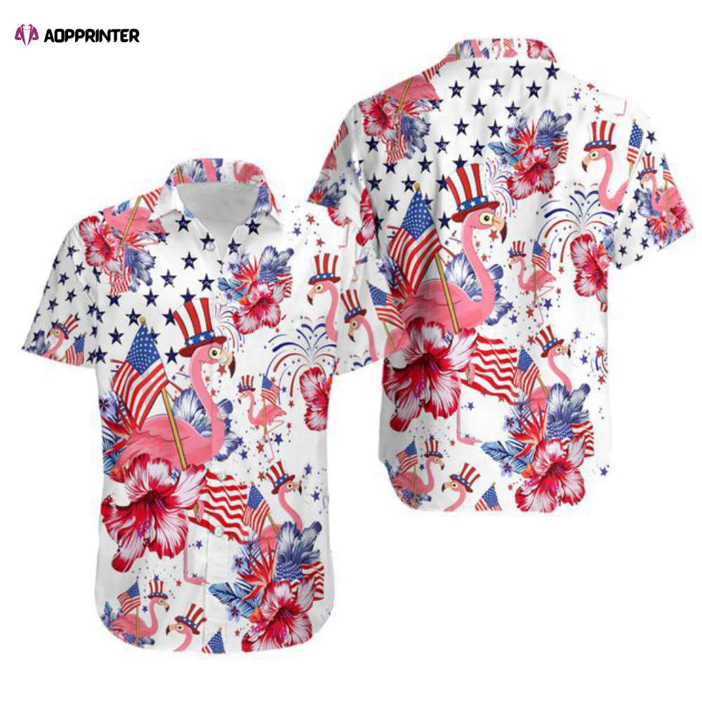 Flamingo American Flag Hawaiian Shirt HW0601