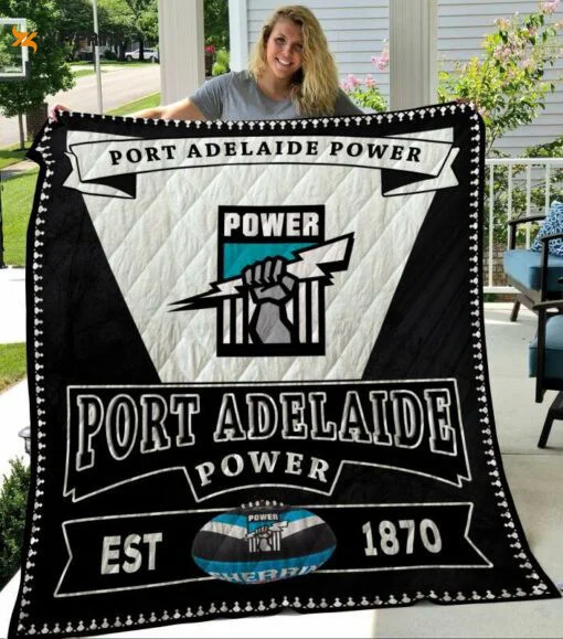 Port Adelaide Quilt Blanket For Fans Home Decor Gift , Soft Quilt, King Size, All Season Cozy Quilt QB0901