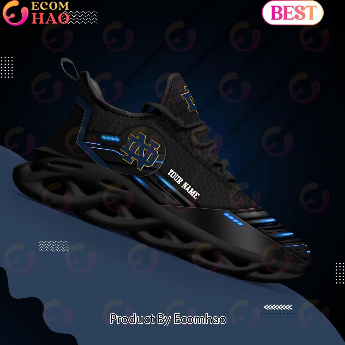 Notre Dame Fighting Irish Team Black Clunky Max Soul Shoes Sneakers Custom Your Name  Unisex sneakers MS0601