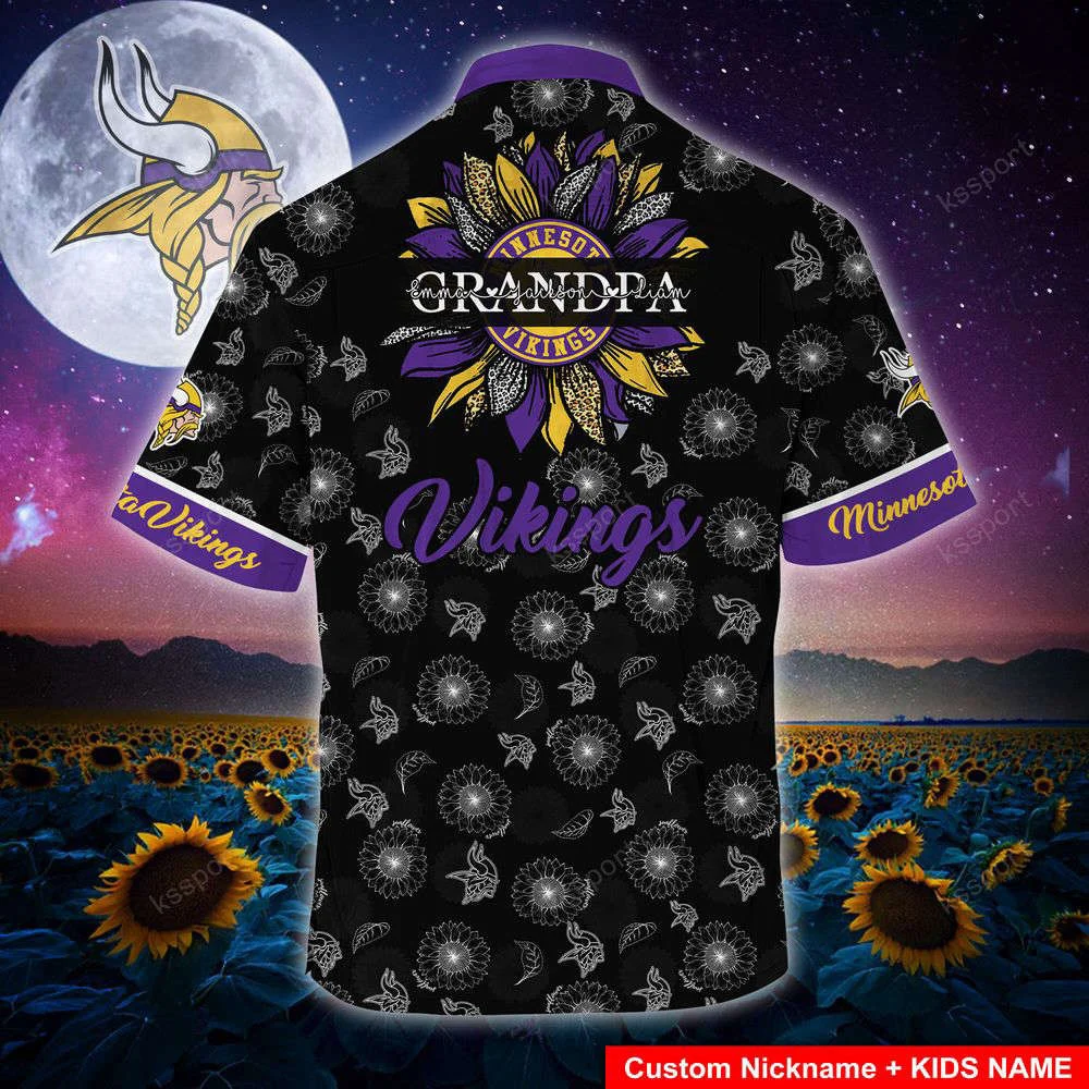 Minnesota Vikings NFL-Hawaii Shirt Sunflower Custom Your Nickname,Kids Name For Men Women HW0601