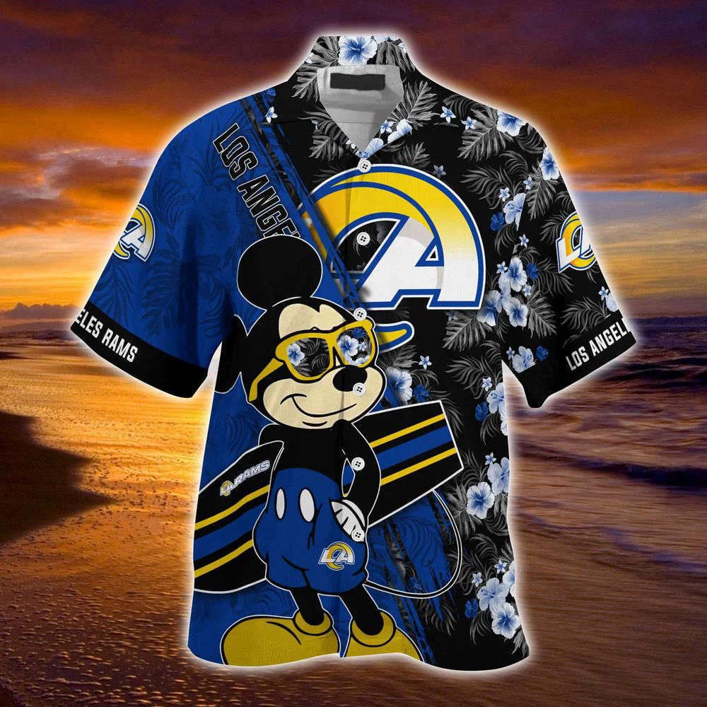 Los Angeles Rams NFL-Summer Hawaii Shirt Mickey And Floral Pattern For Sports Fans HW0601