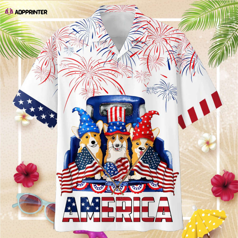 Corgi 4th of july Hawaiian Shirt Independence Day Hawaiian Shirt, Gift For Men Women HW0601