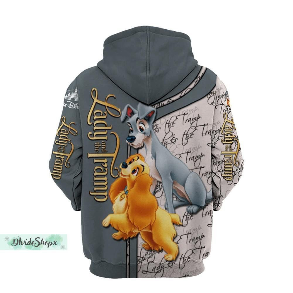 Lady Tramp 3D Hoodies, Lady The Tramp Hoodie, Disney Couple Hoodies, Disney Lady Aesthetic Hoodie, Couple Gifts HZ0501