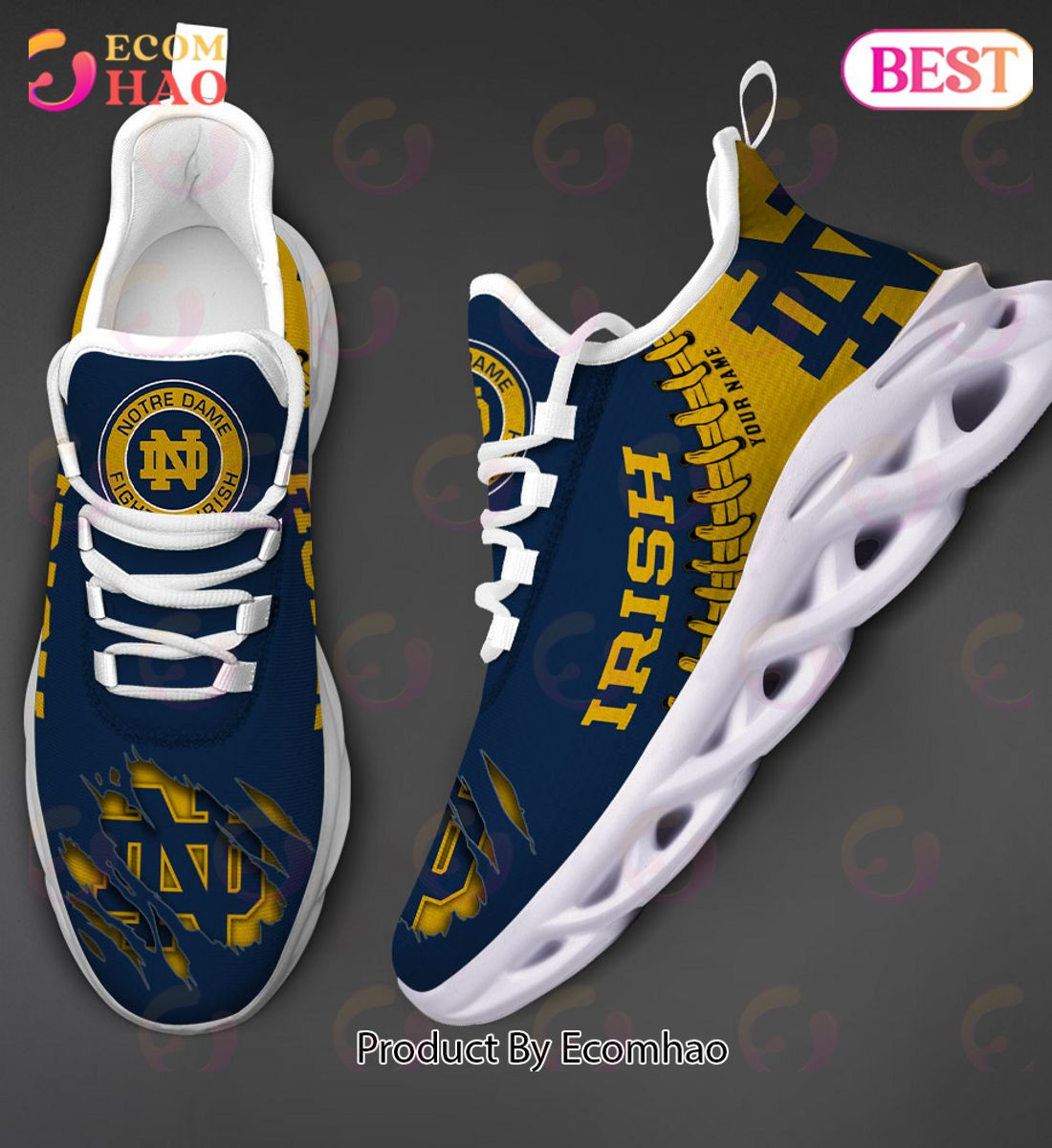 Notre Dame Fighting Irish Max Soul Shoes Custom Name  Unisex sneakers MS0601