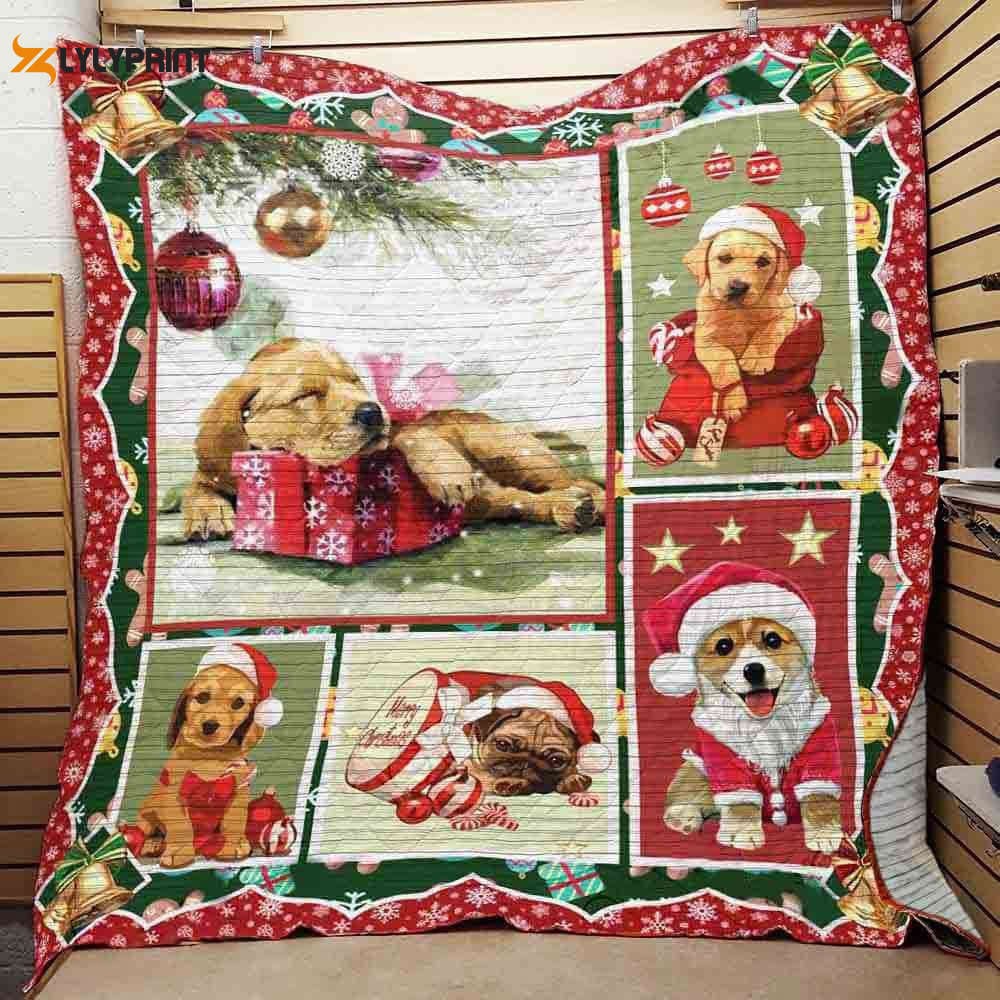 Dog Christmas 3D Customized Quilt , Soft Quilt, King Size, All Season Cozy Quilt QB0901