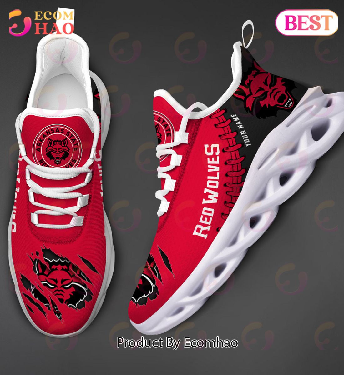 Arkansas State Red Wolves Max Soul Shoes Custom Name  Unisex sneakers MS0601