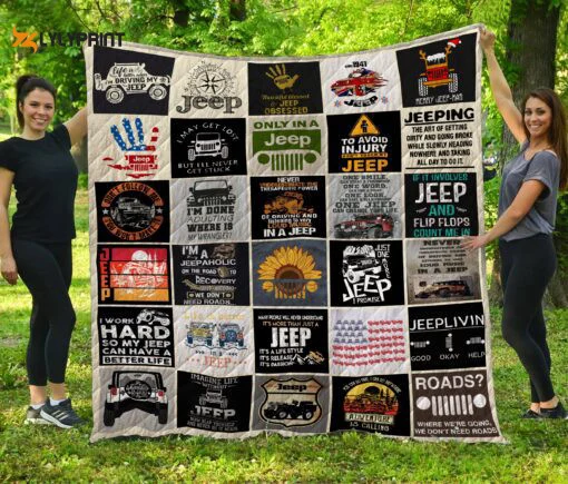 Jeep Quilt Blanket For Fans Home Decor Gift , Soft Quilt, King Size, All Season Cozy Quilt QB0901