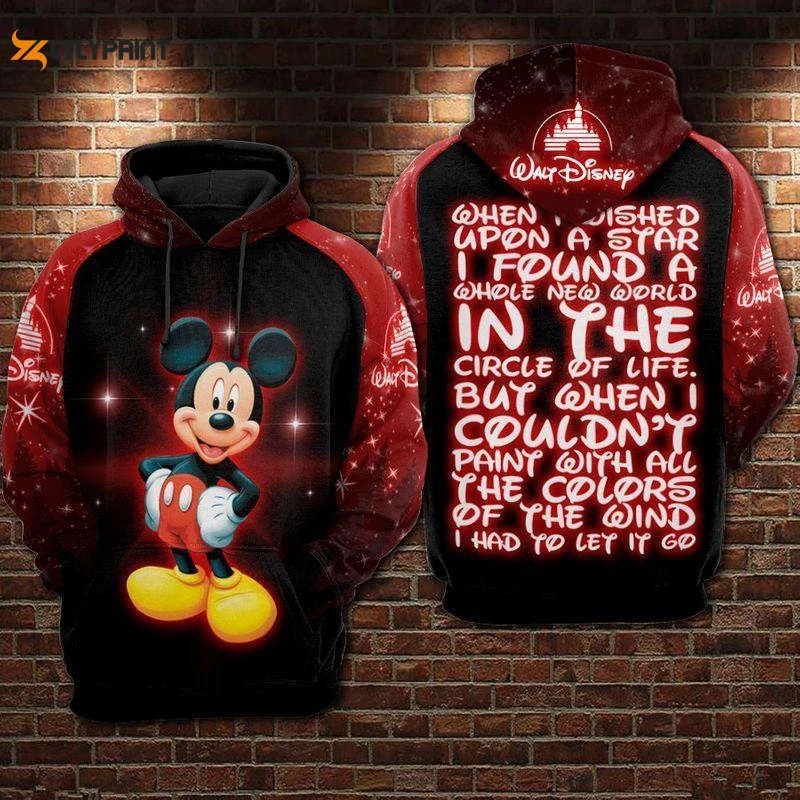 Mickey Mouse When I Wished Upon A Star I Found A Whole New World Red Black 3d Hoodie Zip Hoodie HZ0501