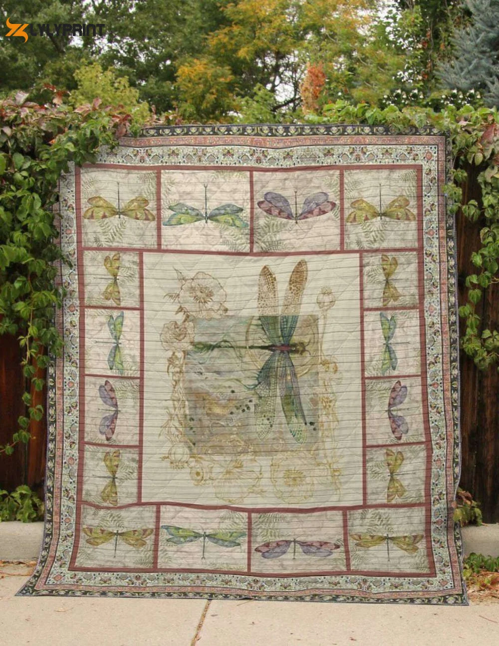 Dragonfly Vintage 3D Customized Quilt ,  Soft Quilt, King Size, All Season Cozy Quilt QB0901
