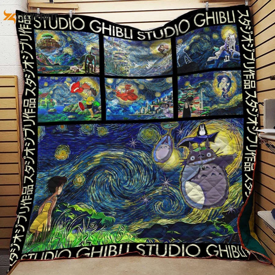 Ghibli Starry Night For Fans 3D Customized Quilt Blanket For Fans Home Decor Gift ,  Soft Quilt, King Size, All Season Cozy Quilt QB0901
