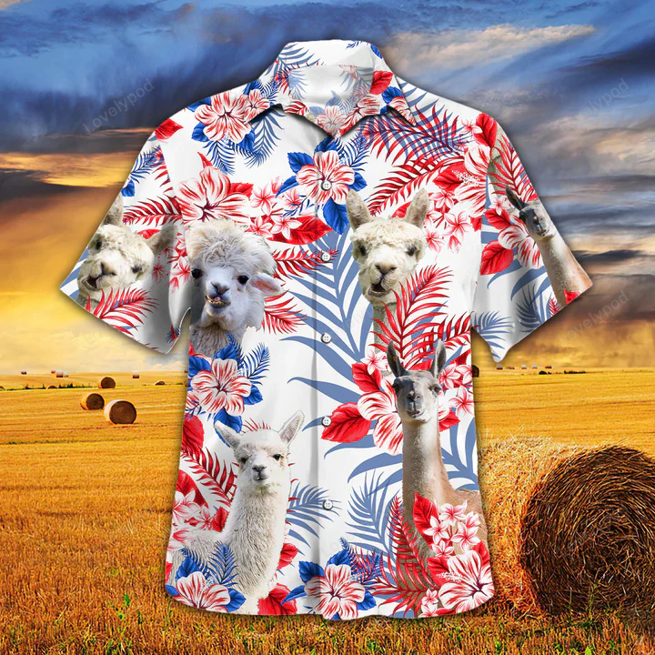 Llama Lovers American Flag Hawaiian Shirt, Llama Aloha Hawaiian Shirt, For Men Women HW0601