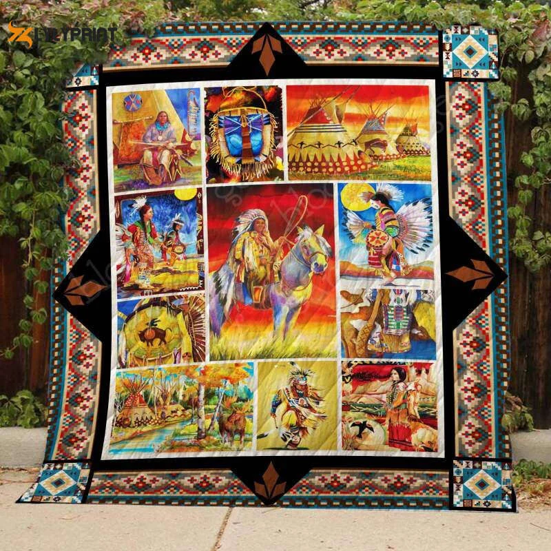 Native American 3D Quilt Blanket For Fans Home Decor Gift ,  Soft Quilt, King Size, All Season Cozy Quilt QB0901