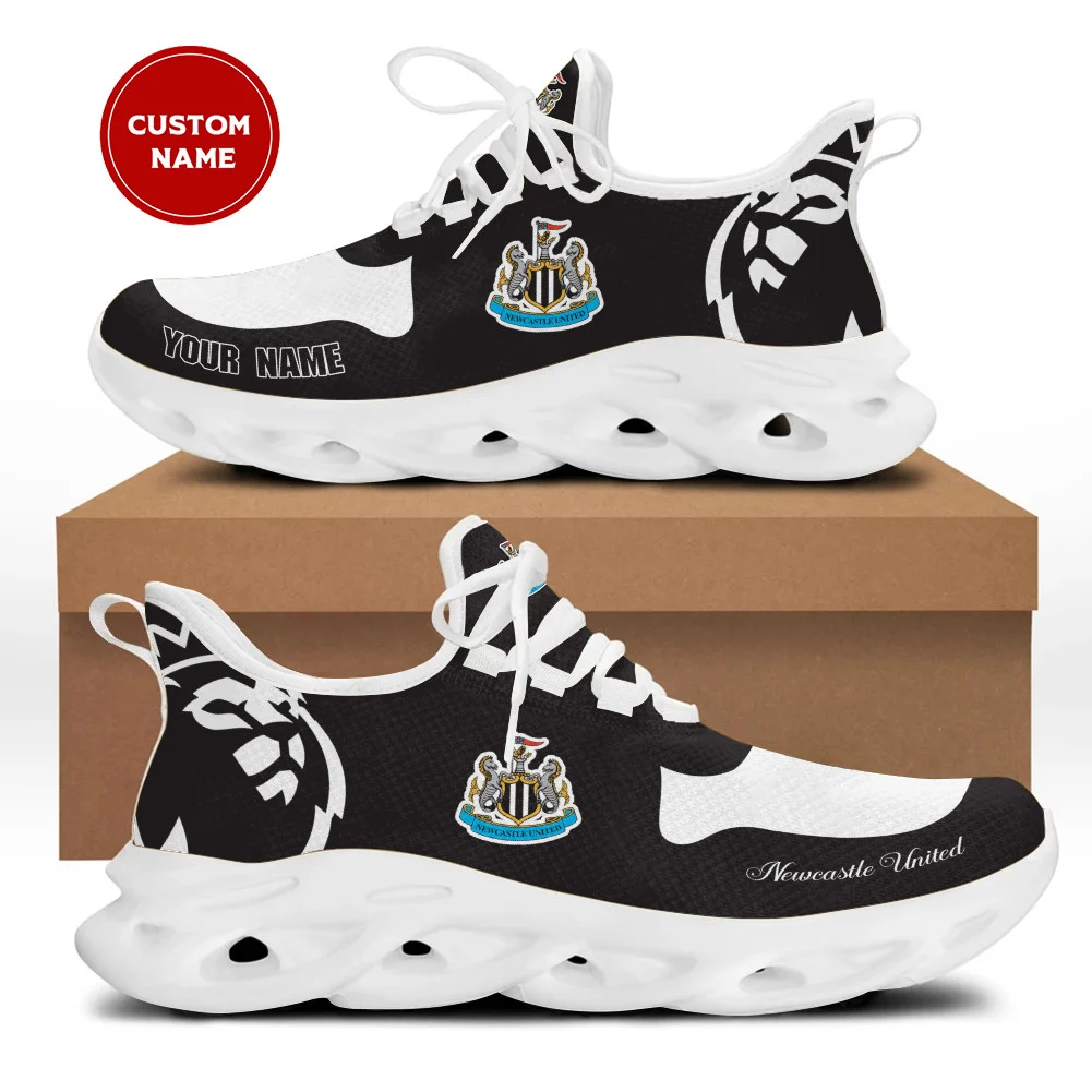 Newcastle United FC Custom Name Black White Max Soul Shoes for Men and Women MS0601