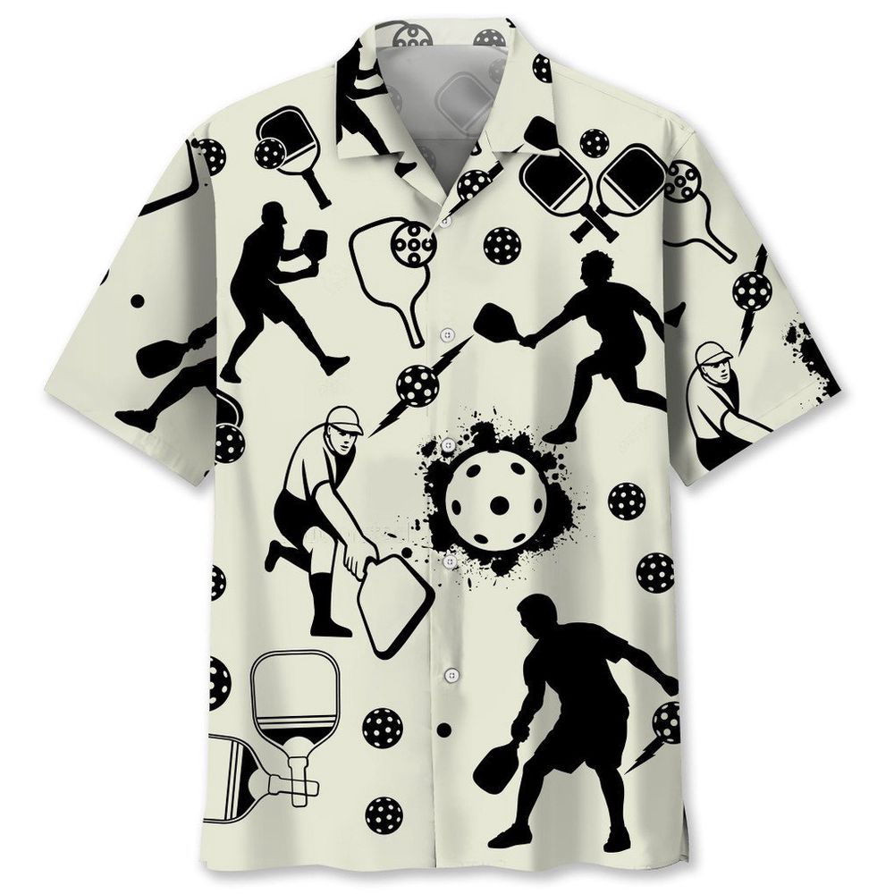 Pickleball Icon Bw Hawaiian Shirt, Best Gift For Men And Women HW0601