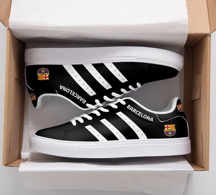 FC Barcelona Black White Stripes Stan Smith Shoes for Women and Men, Trendy Style Sneakers ST0801