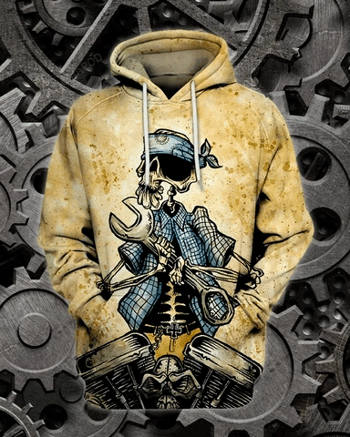 Mechanic Skull 3D All Over Printed Hoodie, Zip- Up Hoodie HZ0501