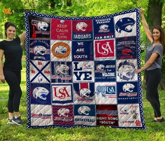 South Alabama Jaguars 1 Quilt Blanket For Fans Home Decor Gift , Soft Quilt, King Size, All Season Cozy Quilt QB0901