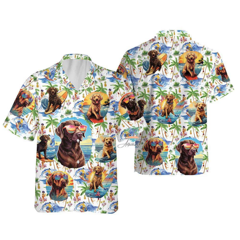 Labrador Beach Hawaiian Shirt, Gift For Men And Women, Vintage Dog Travel Aloha Hawaii HW0601