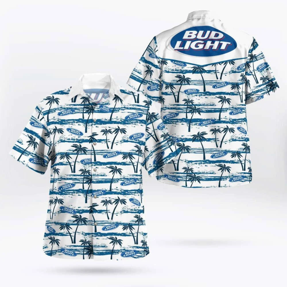 Sea Palm Trees Bud Light Hawaii Shirt Summer 2023 Hot HW0601