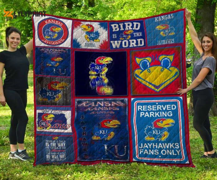 Kansas Jayhawks 2 Quilt Blanket For Fans Home Decor Gift , Soft Quilt, King Size, All Season Cozy Quilt QB0901