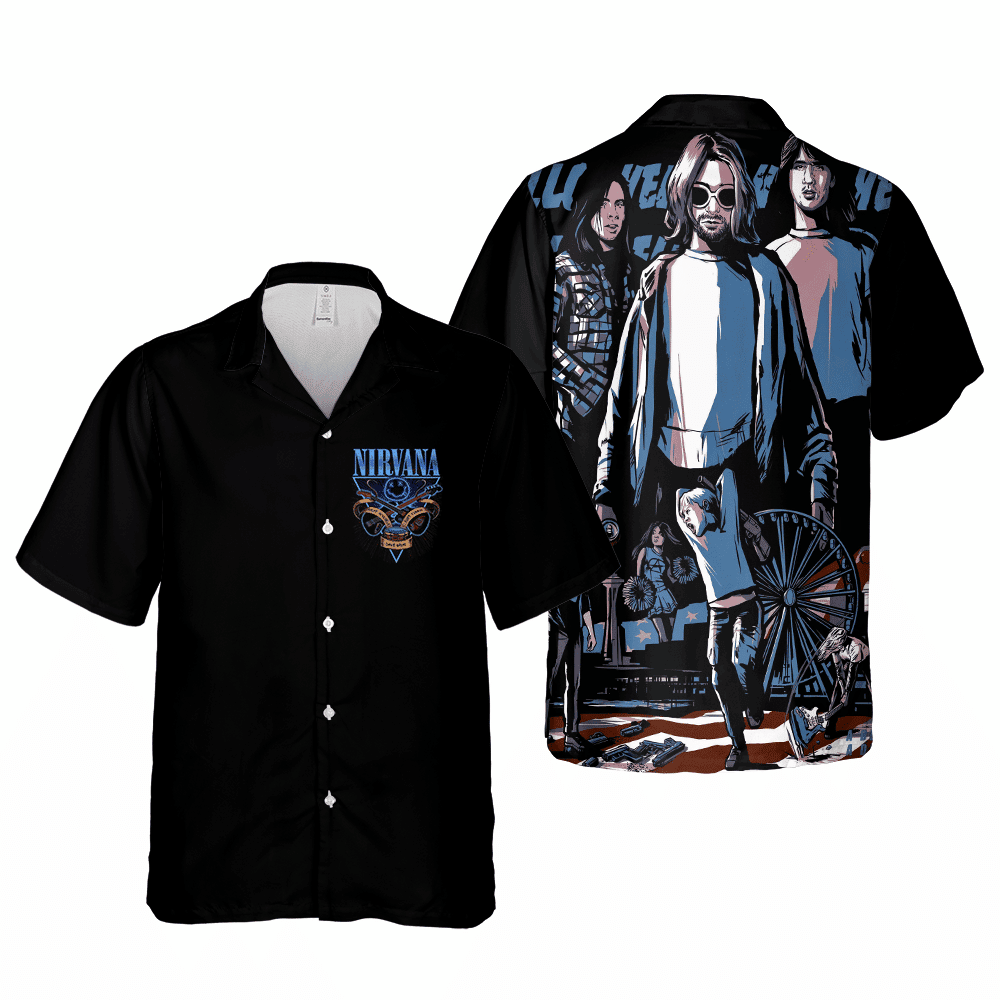 Nirvana Merch Art Rock Music Smells Like Teen Spirit Cuban Shirt Premium Unique Hawaiian Shirt HW0601