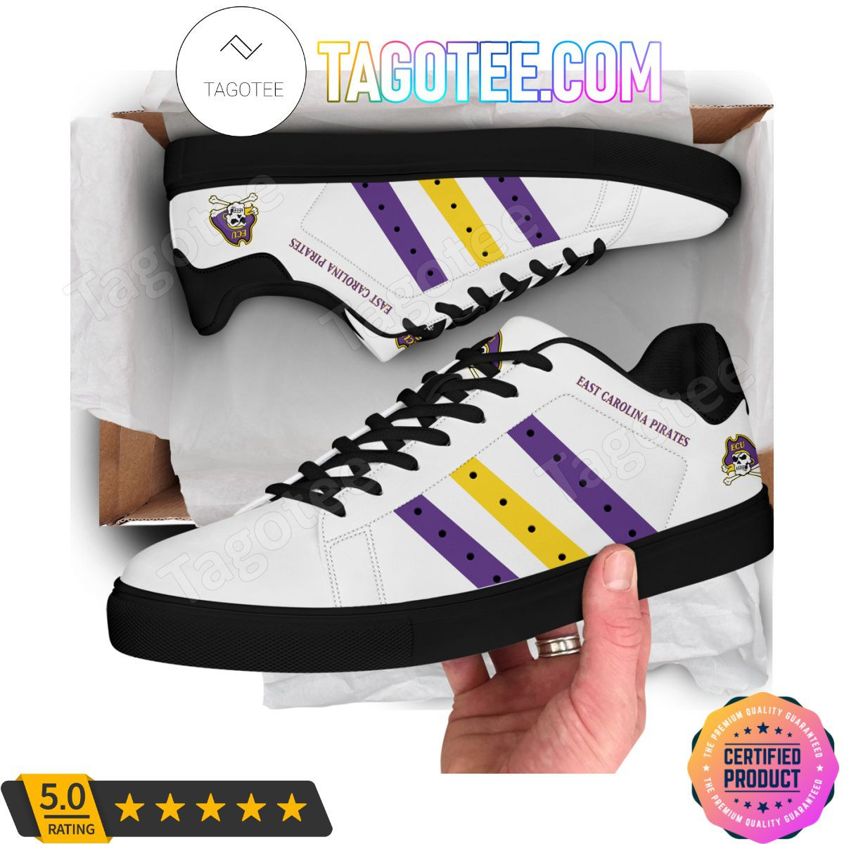 NCAA East Carolina Pirates White Stan Smith Shoes , Trendy Style Sneakers ST0801