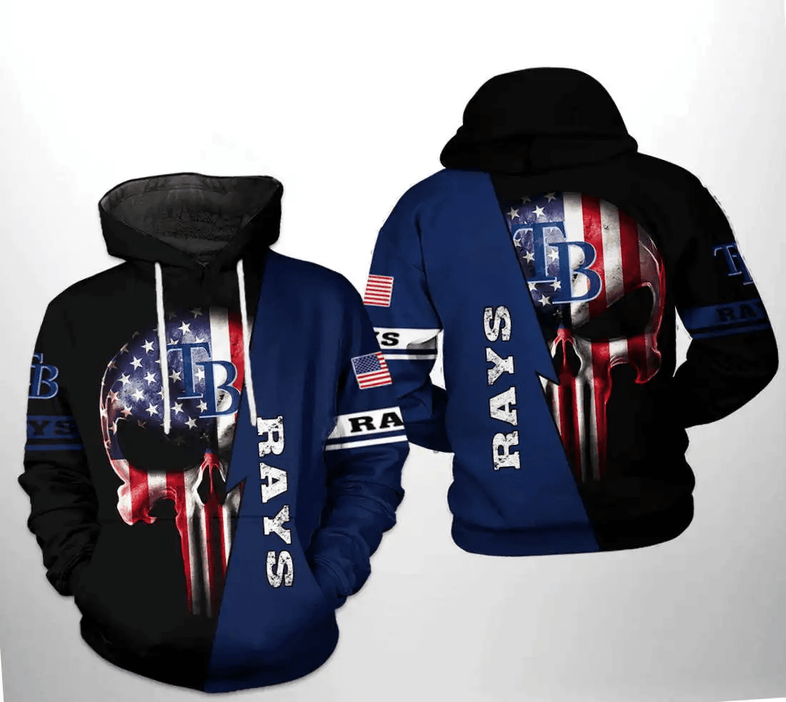 Show Your Team Spirit with Tampa Bay Rays US Flag Skull 3D Hoodie Zipper Hoodie AOP Shirt HZ0501