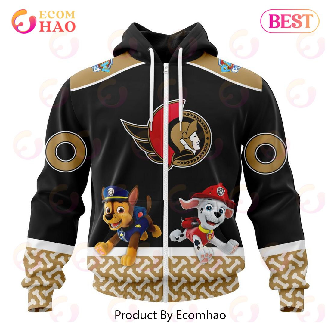 Ottawa Senators Special Paw Patrol Design 3D Hoodie, Zip Hoodie, Man - Women, Warm, Premium Quality HZ0501