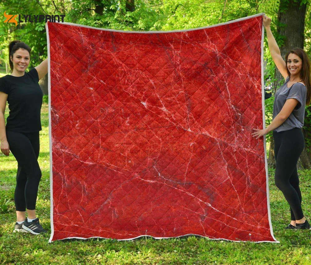Red Marble D Customized Quilt , Soft Quilt, King Size, All Season Cozy Quilt QB0901