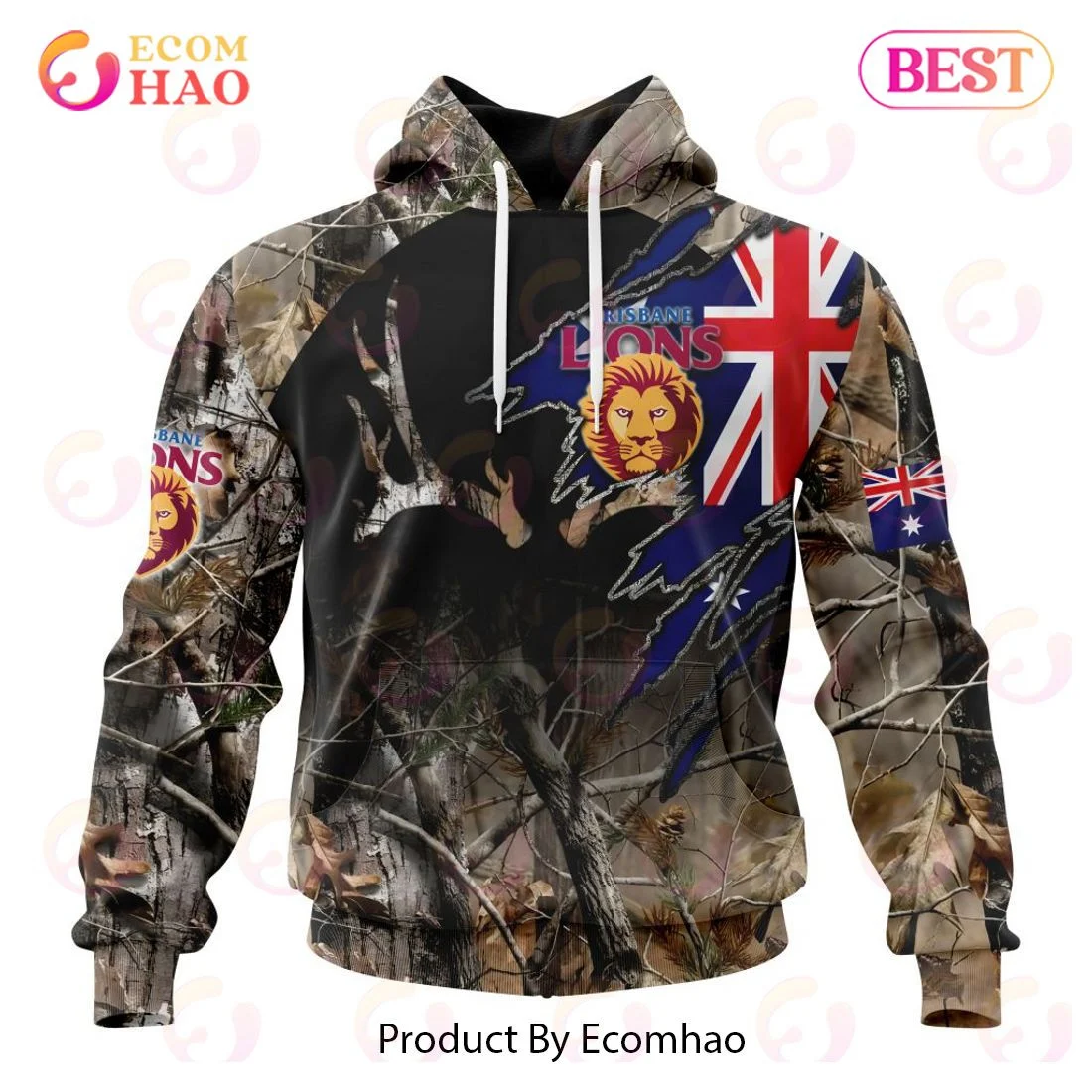 AFL Brisbane Lions Special Camo Realtree Hunting 3D Hoodie, Zip Hoodie, Man - Women, Warm, Premium Quality HZ0501