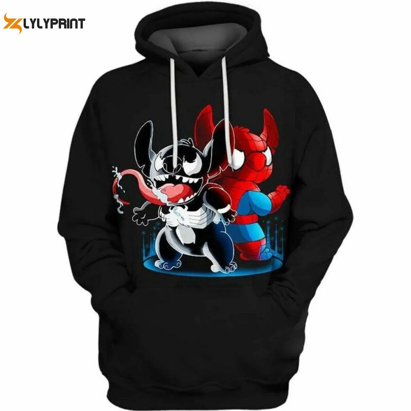 Spider Man Venom and Stitch Over Print 3D Hoodie Zip Hoodie Trendy and Unique Marvel Character Design HZ0501