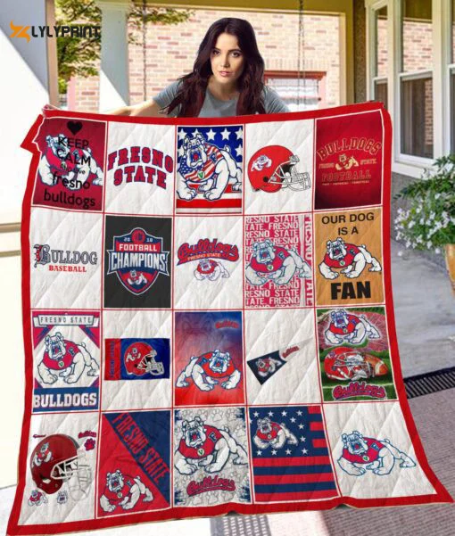 Fresno State Bulldogs 1 Quilt Blanket For Fans Home Decor Gift , Soft Quilt, King Size, All Season Cozy Quilt QB0901