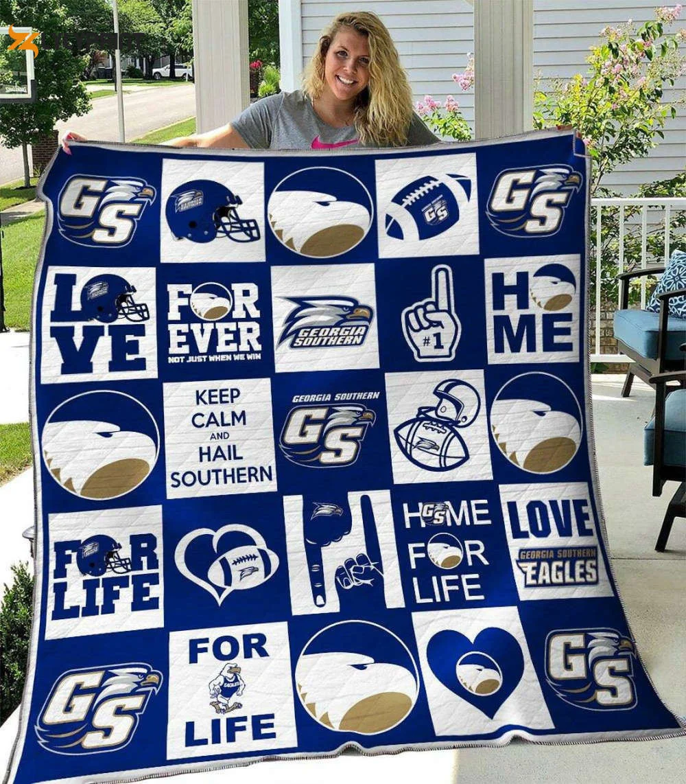 Georgia Southern Eagles 1 Quilt Blanket For Fans Home Decor Gift , Soft Quilt, King Size, All Season Cozy Quilt QB0901