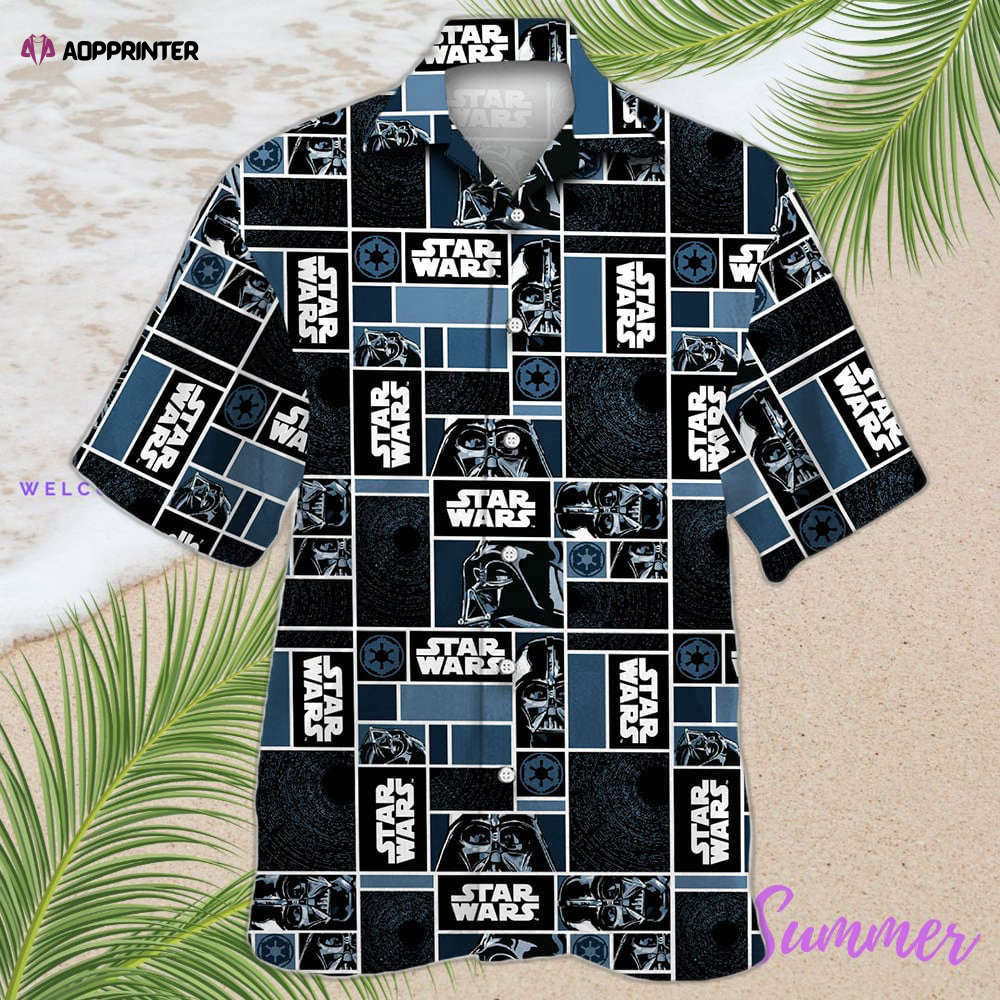 Star Wars Darth Vader Geometric Pattern Black Hawaiian Shirt Shorts Summer 2023 Hot HW0601