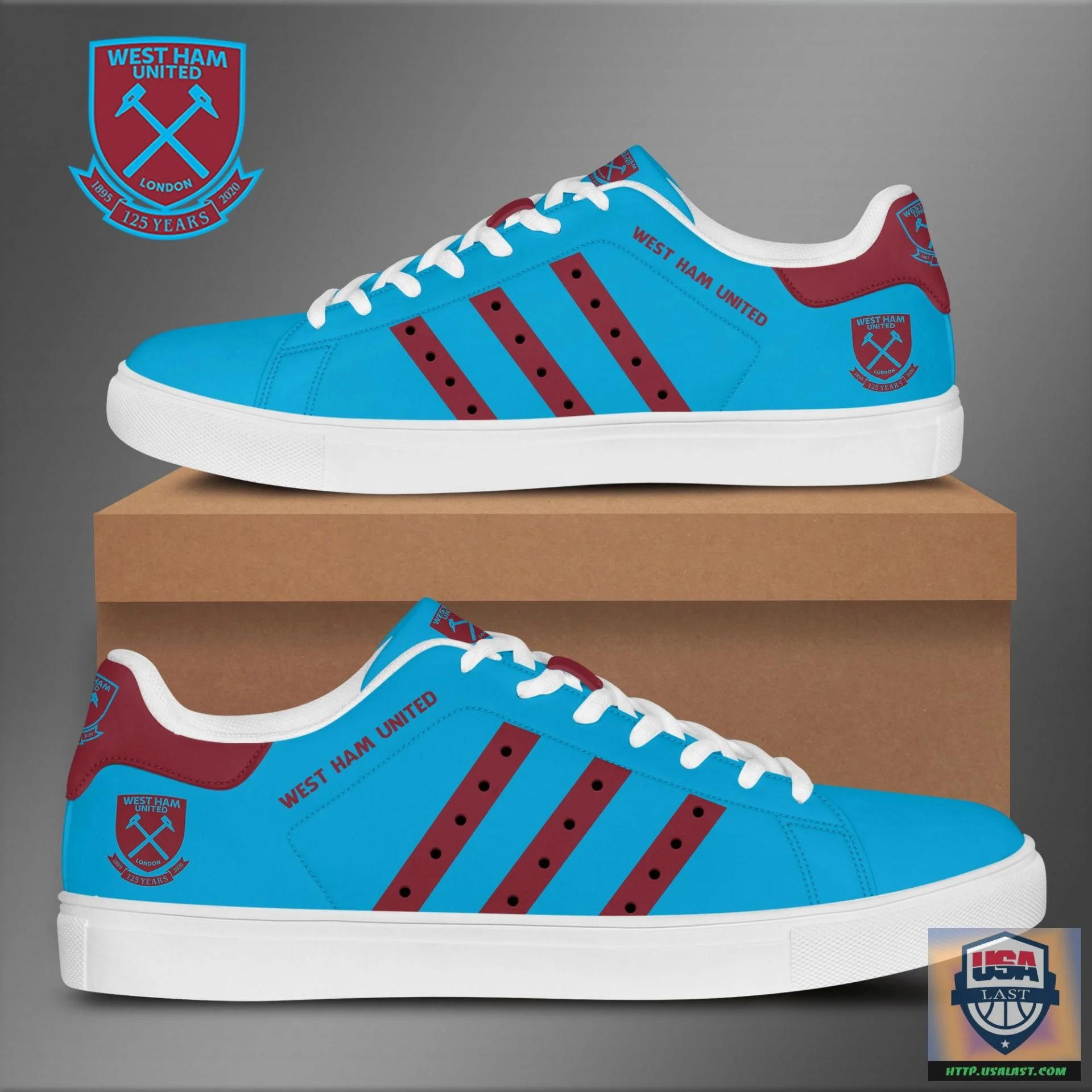Custom West Ham United FC Blue Brown Stan Smith Shoes, Trendy Style Sneakers ST0801