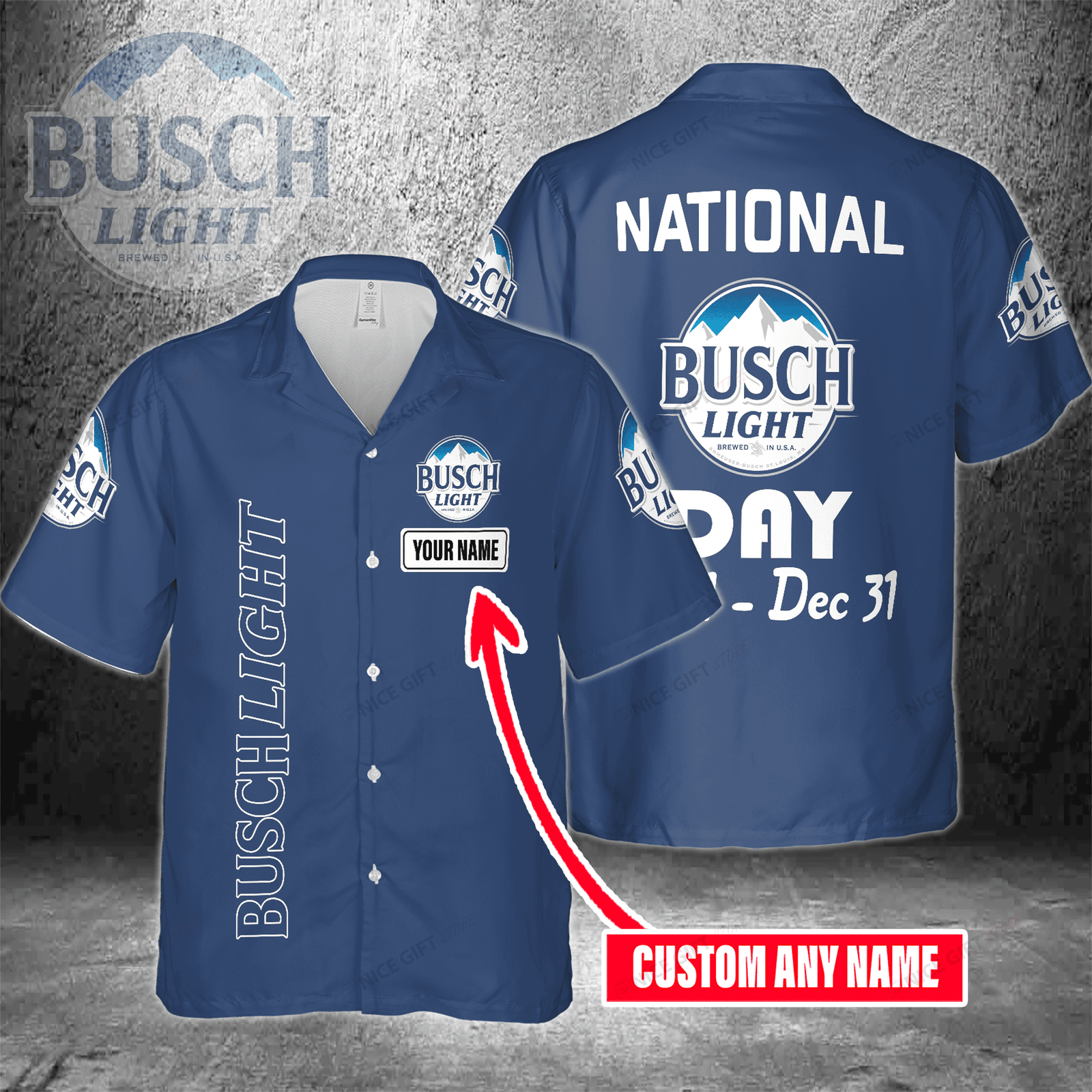 National Busch Light Day Jan 1 – Dec 31 Custom Name Hawaiian Shirt For Men And Women HW0601