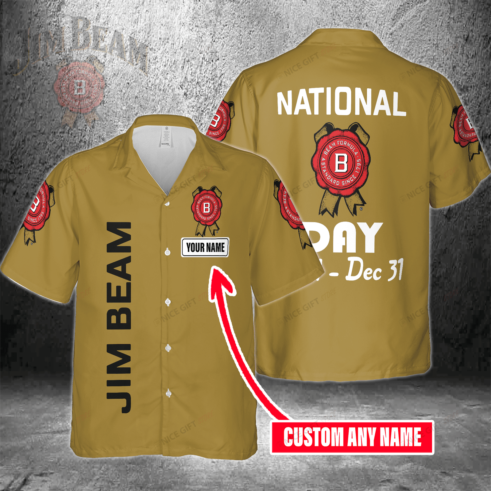 National Jim Beam Day Jan 1 – Dec 31 Custom Name Hawaiian Shirt For Men And Women HW0601