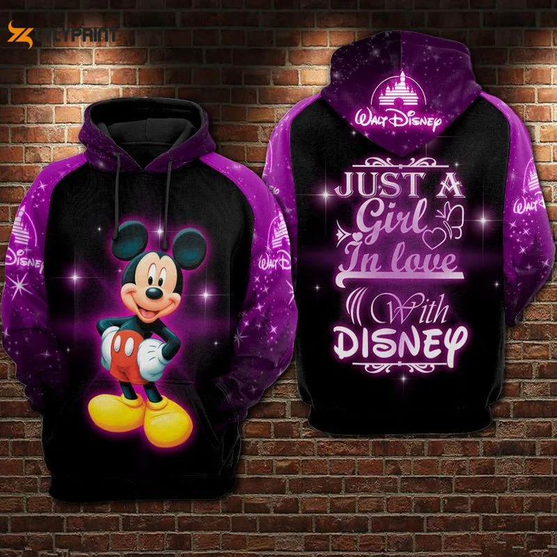 Juts A Girl In Love Mickey Over Print 3d Hoodie Zip Hoodie 300 HZ0501