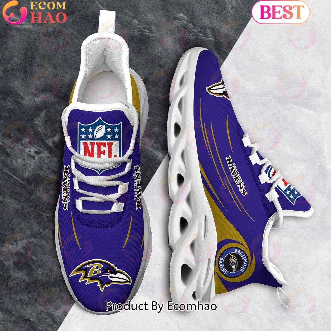 Baltimore Ravens Clunky Sneakers Max Soul Shoes  Unisex sneakers MS0601