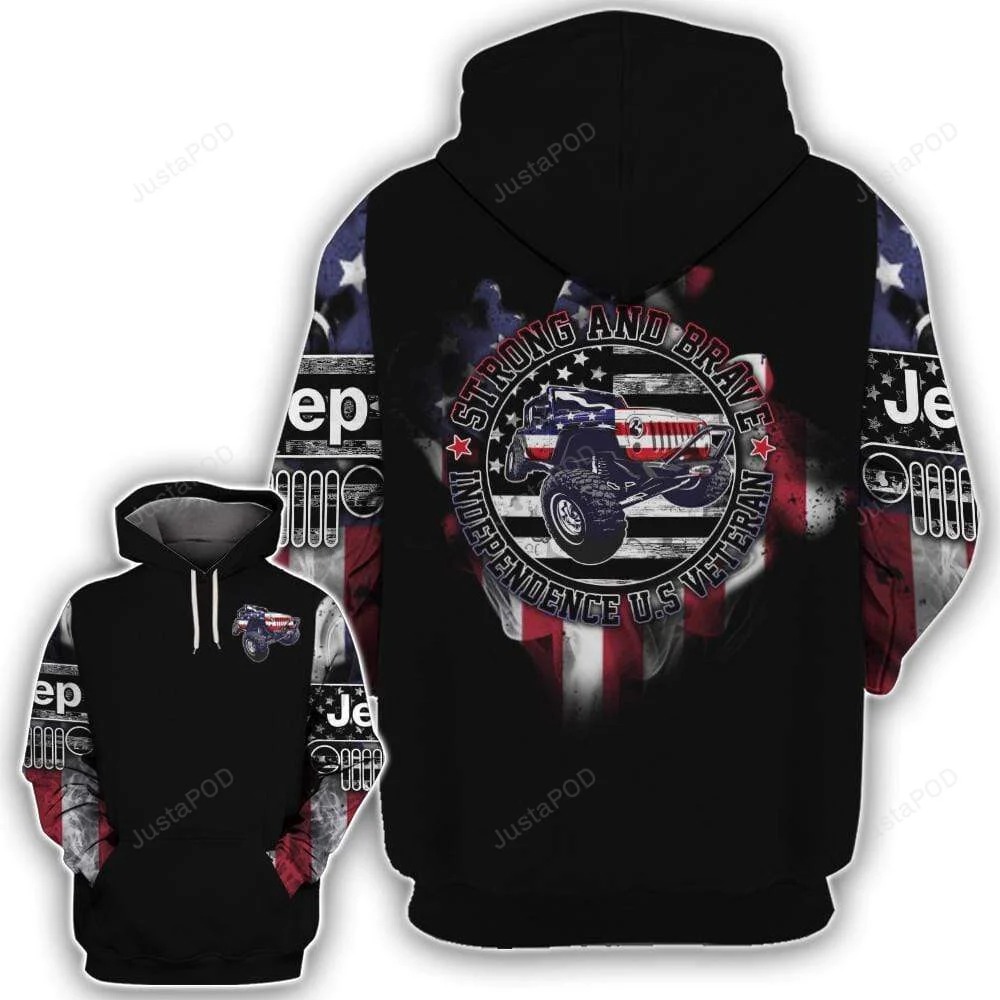 Jeep U.S Veteran Strong And Brave 3D All Print Hoodie, Zip- Up Hoodie HZ0501