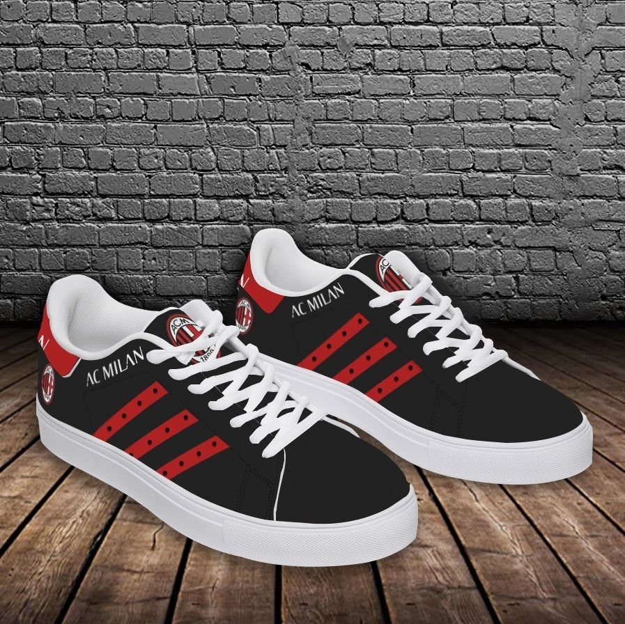 AC Milan Black Red Stan Smith Shoes Unisex, Trendy Style Sneakers ST0801